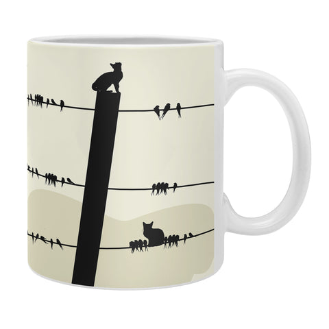 Belle13 Cats And Birds On Wires Coffee Mug