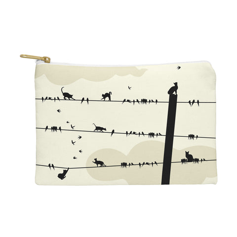 Belle13 Cats And Birds On Wires Pouch