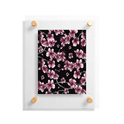 Belle13 Cherry Blossoms On Black Floating Acrylic Print