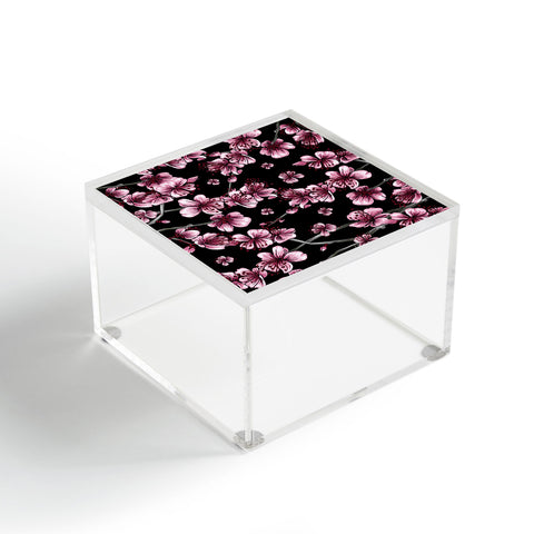 Belle13 Cherry Blossoms On Black Acrylic Box