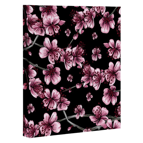 Belle13 Cherry Blossoms On Black Art Canvas