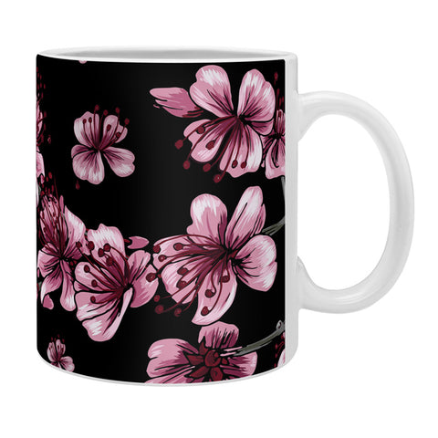 Belle13 Cherry Blossoms On Black Coffee Mug