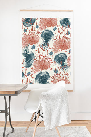 Belle13 Coral And Jellyfish Art Print And Hanger
