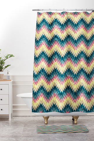 Belle13 Crazy Chevron Shower Curtain And Mat