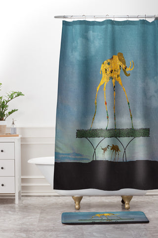 Belle13 Dalimt Prehistoric Fantasy Shower Curtain And Mat