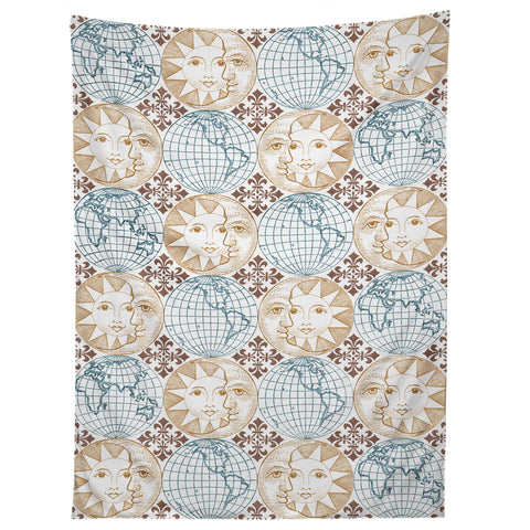 Belle13 Earth Moon Sun Tapestry