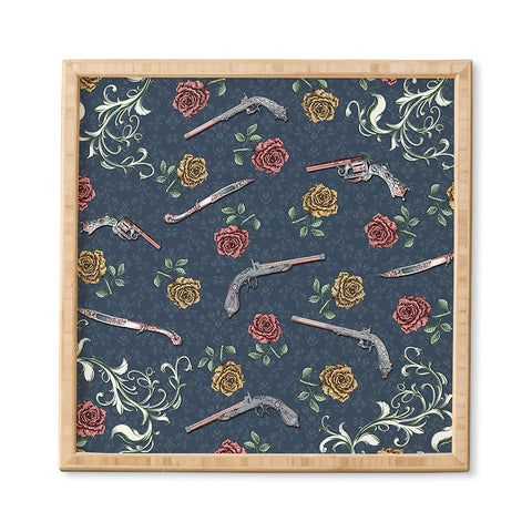 Belle13 Elegant Guns and Roses Framed Wall Art