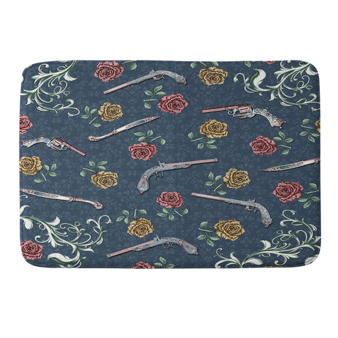 Belle13 Elegant Guns and Roses Memory Foam Bath Mat