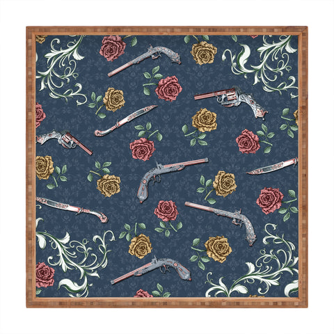 Belle13 Elegant Guns and Roses Square Tray