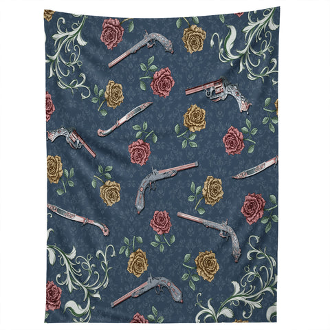 Belle13 Elegant Guns and Roses Tapestry