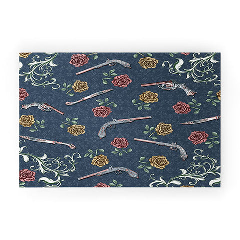 Belle13 Elegant Guns and Roses Welcome Mat