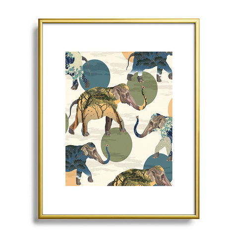 Belle13 Elephant Polka Metal Framed Art Print