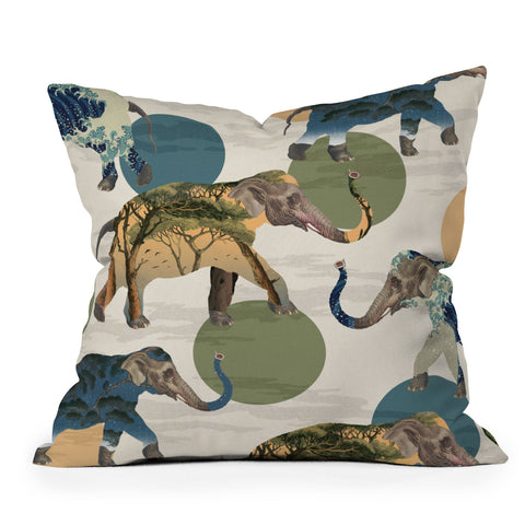 Belle13 Elephant Polka Throw Pillow