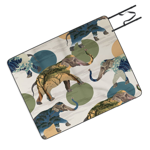 Belle13 Elephant Polka Picnic Blanket