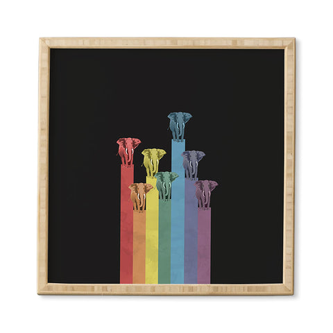 Belle13 Elephants On Rainbow Framed Wall Art