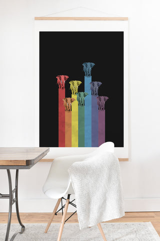 Belle13 Elephants On Rainbow Art Print And Hanger