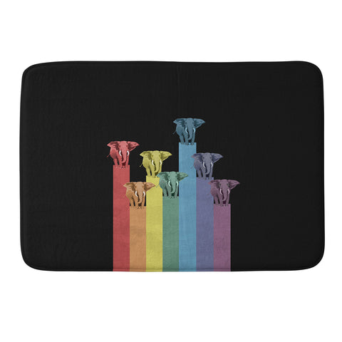 Belle13 Elephants On Rainbow Memory Foam Bath Mat