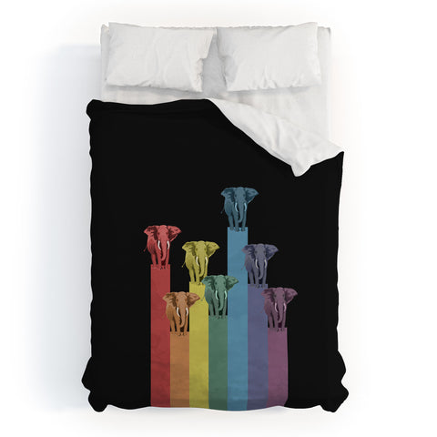 Belle13 Elephants On Rainbow Duvet Cover