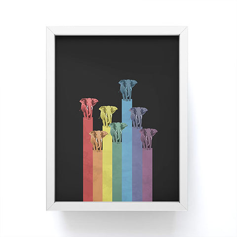 Belle13 Elephants On Rainbow Framed Mini Art Print