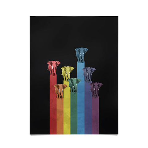 Belle13 Elephants On Rainbow Poster