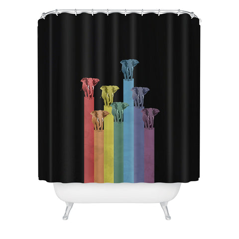 Belle13 Elephants On Rainbow Shower Curtain