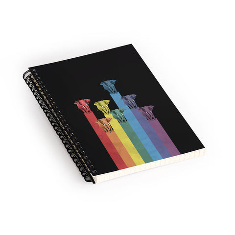 Belle13 Elephants On Rainbow Spiral Notebook