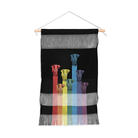 Belle13 Elephants On Rainbow Wall Hanging Portrait
