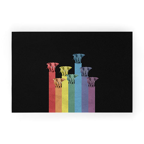 Belle13 Elephants On Rainbow Welcome Mat