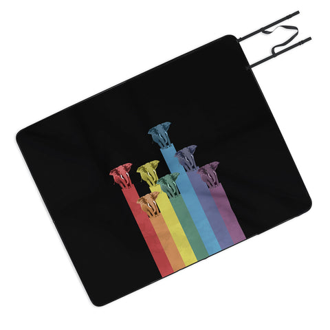 Belle13 Elephants On Rainbow Picnic Blanket