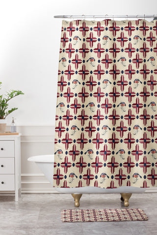 Belle13 Ethnic Birds Shower Curtain And Mat