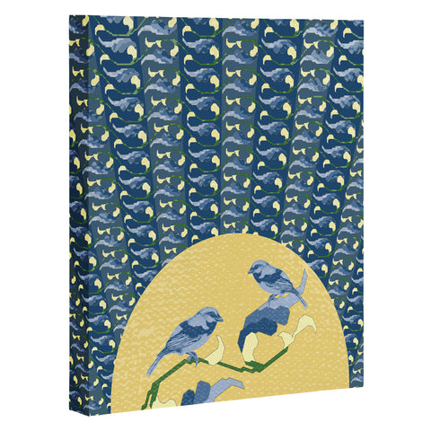 Belle13 Floral Sunrise With Birds Art Canvas