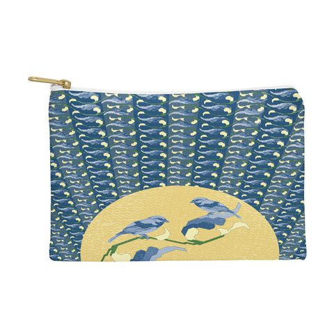 Belle13 Floral Sunrise With Birds Pouch