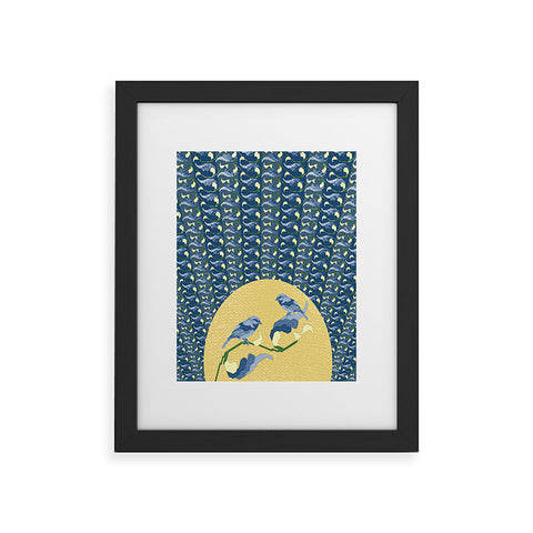 Belle13 Floral Sunrise With Birds Framed Art Print