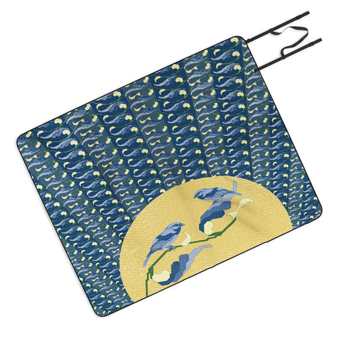 Belle13 Floral Sunrise With Birds Picnic Blanket