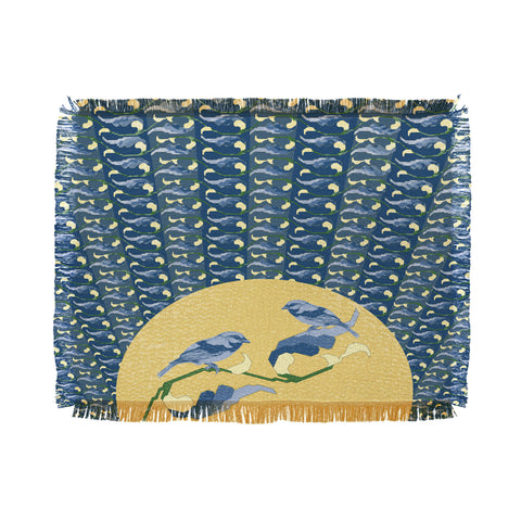 Belle13 Floral Sunrise With Birds Throw Blanket