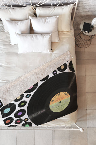 Belle13 Golden Oldies Vinyl Love Fleece Throw Blanket