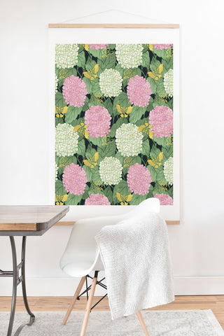 Belle13 Hydrangea And Butterflies Art Print And Hanger