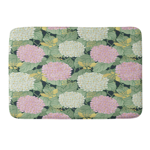 Belle13 Hydrangea And Butterflies Memory Foam Bath Mat