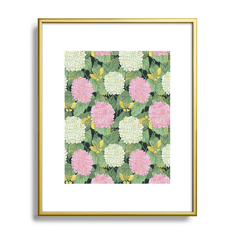 Belle13 Hydrangea And Butterflies Metal Framed Art Print