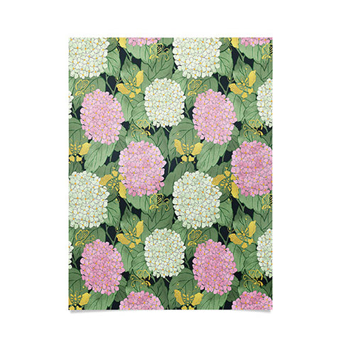 Belle13 Hydrangea And Butterflies Poster