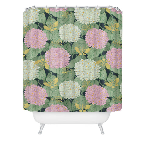 Belle13 Hydrangea And Butterflies Shower Curtain