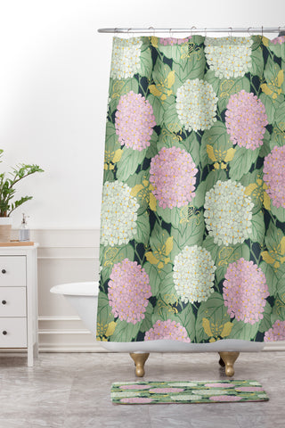 Belle13 Hydrangea And Butterflies Shower Curtain And Mat