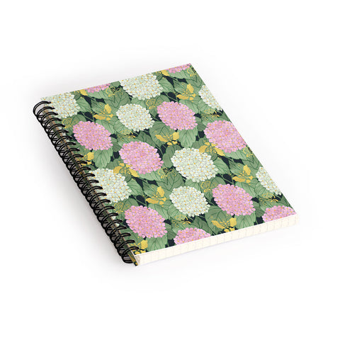 Belle13 Hydrangea And Butterflies Spiral Notebook
