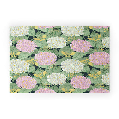 Belle13 Hydrangea And Butterflies Welcome Mat