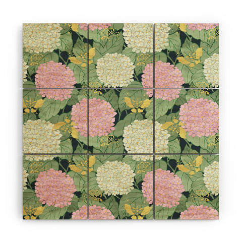 Belle13 Hydrangea And Butterflies Wood Wall Mural