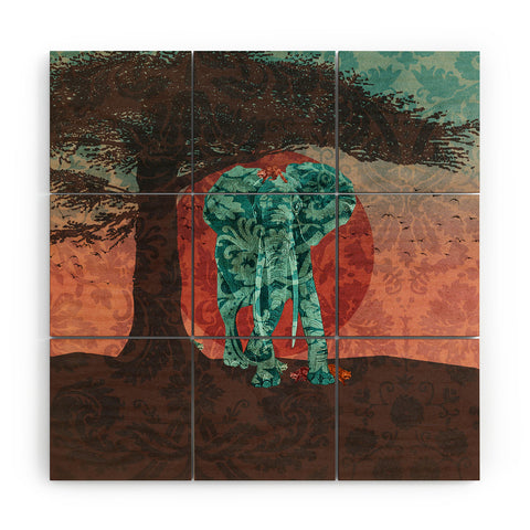 Belle13 Indian Summer With Raccoons Wood Wall Mural