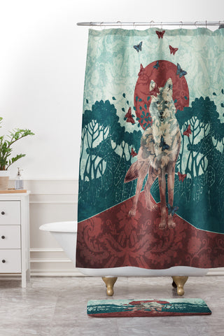 Belle13 Lady Butterfly Shower Curtain And Mat