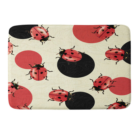 Belle13 Ladybird Polka Memory Foam Bath Mat