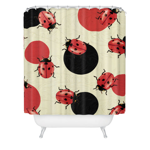 Belle13 Ladybird Polka Shower Curtain