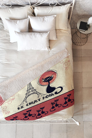 Belle13 Le Chat Noir Fleece Throw Blanket